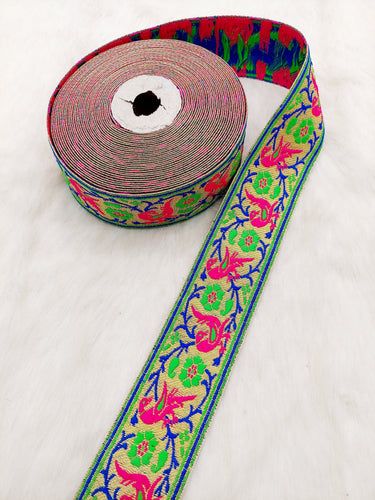Polyester Jacquard Saree Border, Birds Woven Thread Work Trim, Jacquard Trimming Decorative Trim